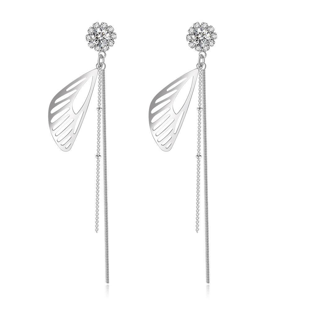 Leaf Crystal Chain Dangle Earrings